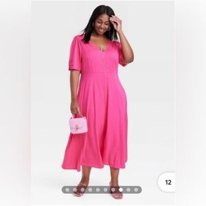 Ava & Viv Hot Pink Midi Dress